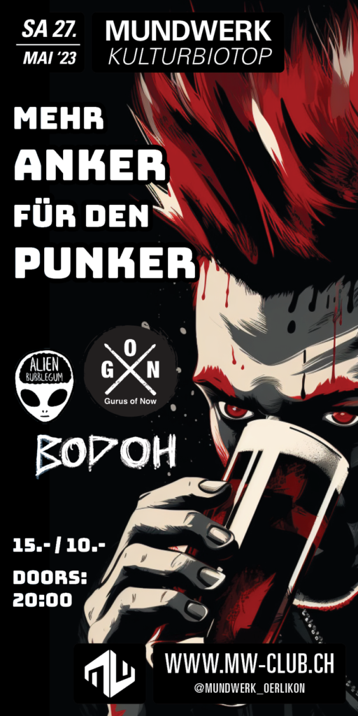 Gurus of Now - Bodoh - Alien Bubblegum - Punk Rock - Alternative Rock Flyer - Zurich